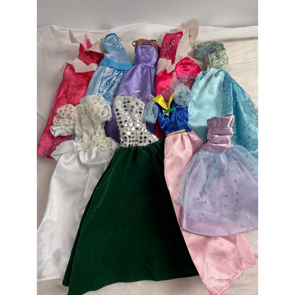 Lot 9 Barbie Doll Ball Gowns Dresses Princess Style Velvet Lace Sequin Sparkle